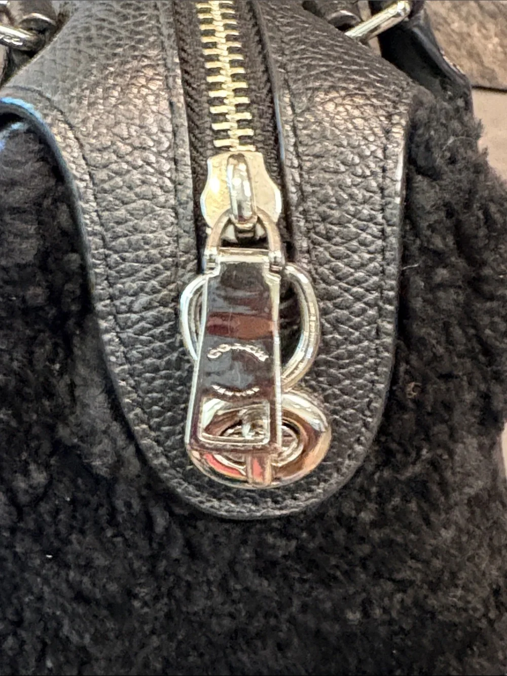 Coach Mini Bennet Black Leather Satchel with Shearling Sides - G1593-F36689